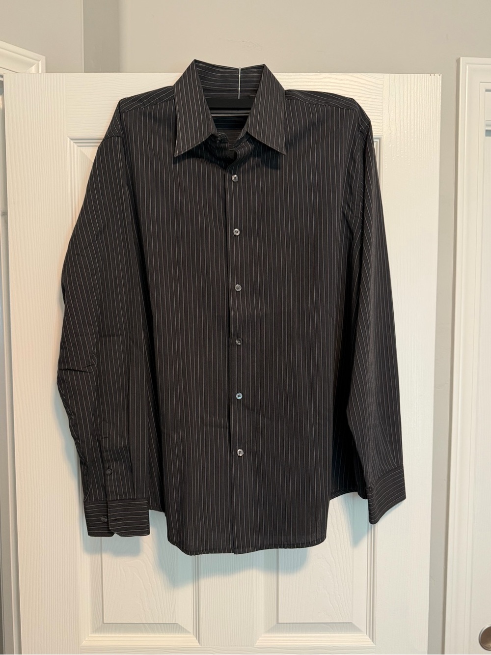 Axist Black Pinstripe Casual Button-Down Shirt